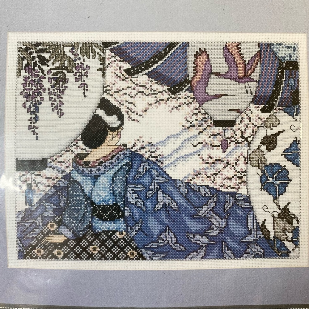 Cross Stitch ”Blue Lanterns” Kit. By Design WorksInc. - Picture 2 of 9